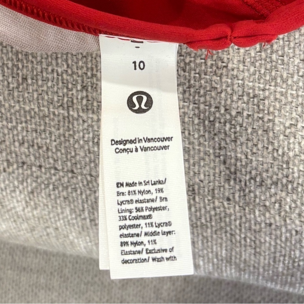 NWT Lululemon Flow Y Wrap Front High Neck Bra In College Crimson Size 10 - Picture 6 of 6